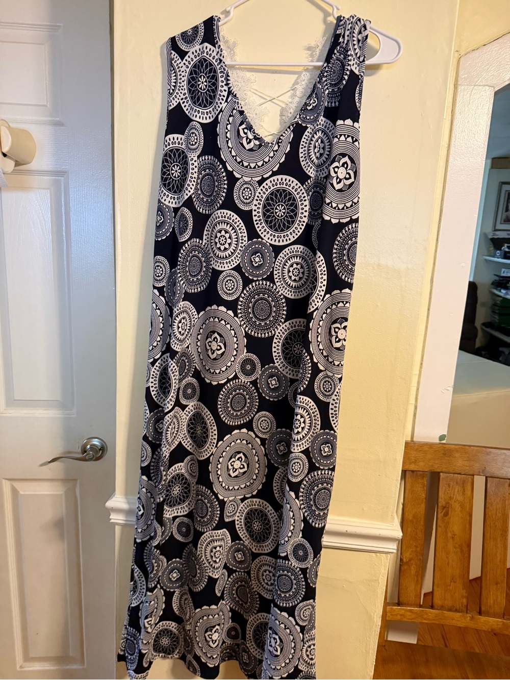 Blue and White Medallion Maxi Dress 1x